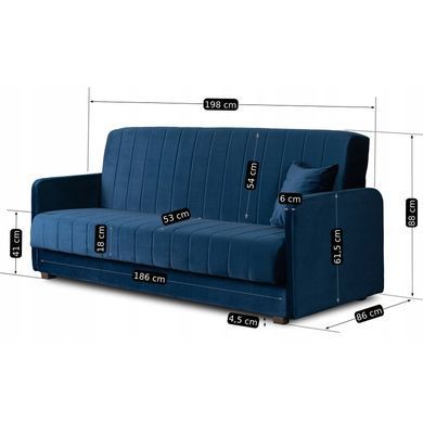Розкладний диван MEBEL ELITE PORTO Синій
