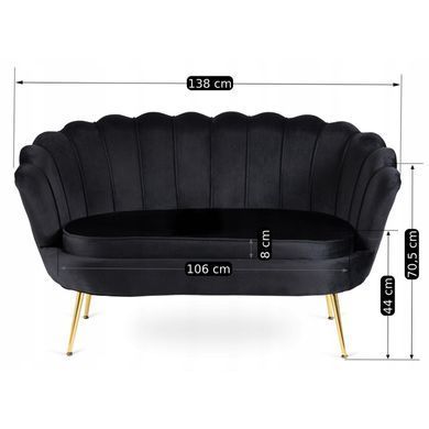 Диван MEBEL ELITE ZENDAYA Welur Черный