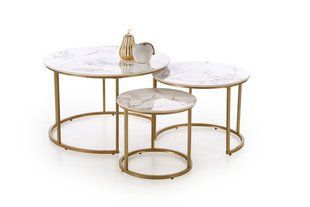 Комплект журнальных столиков GILDA 80x80 см Белый/Золото HALMAR