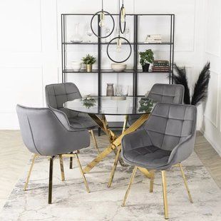 Стілець оксамитовий поворотний MEBEL ELITE MIA Velvet Сірий