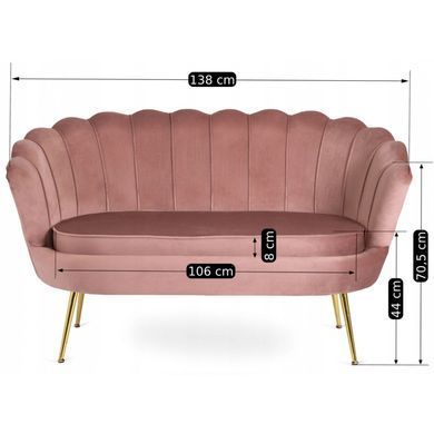 Диван MEBEL ELITE ZENDAYA Welur Розовый