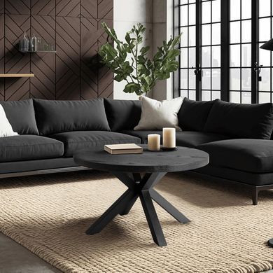 Журнальний стіл MEBEL ELITE LINCOLN 80*80 см Чорний/Чорний